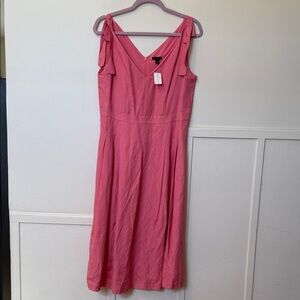 Ann Taylor Pink Midi Dress with Bow Straps